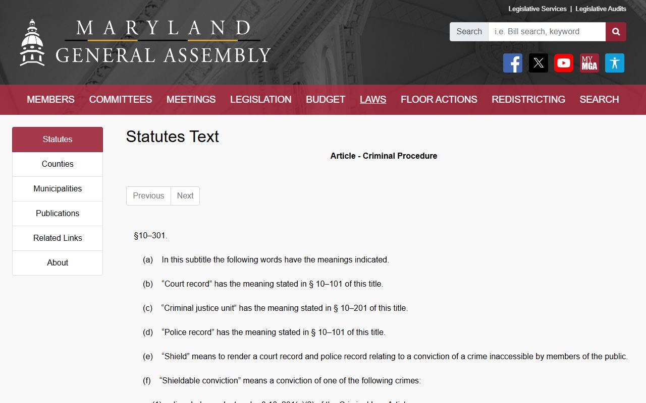 Carroll County arrest records shielding and access terms