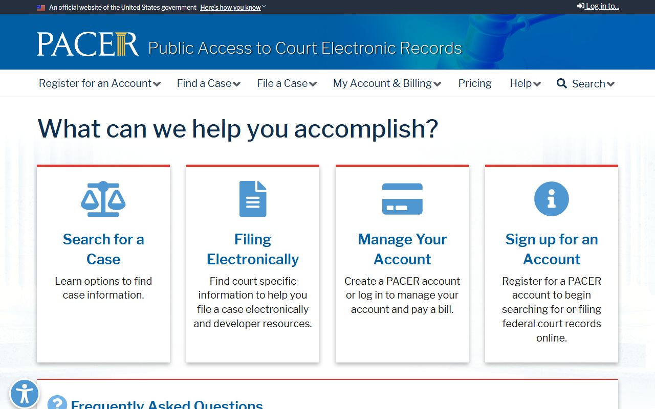 Carroll County court dockets federal PACER access