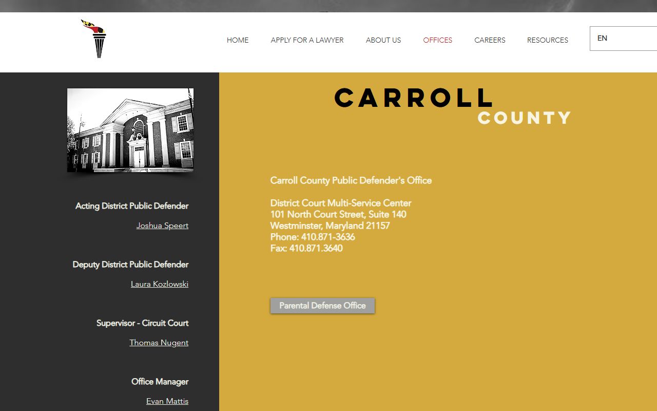 Carroll County criminal court records public defender office