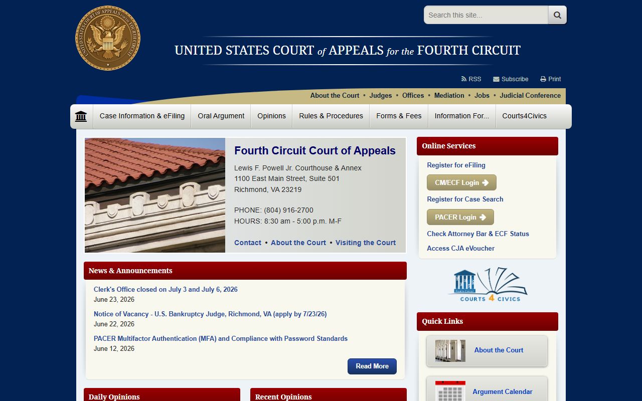 Carroll County court records Fourth Circuit federal appeal records