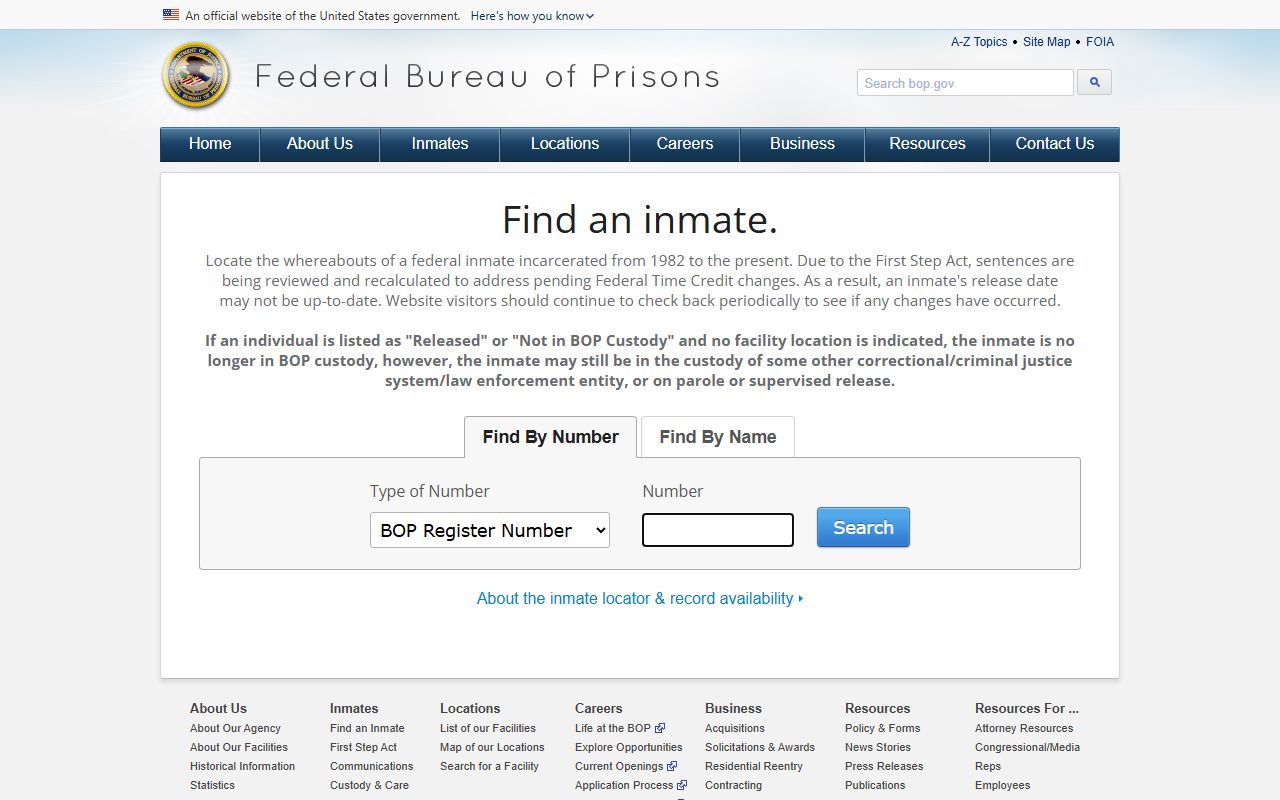 Carroll County inmate records federal Bureau of Prisons inmate locator
