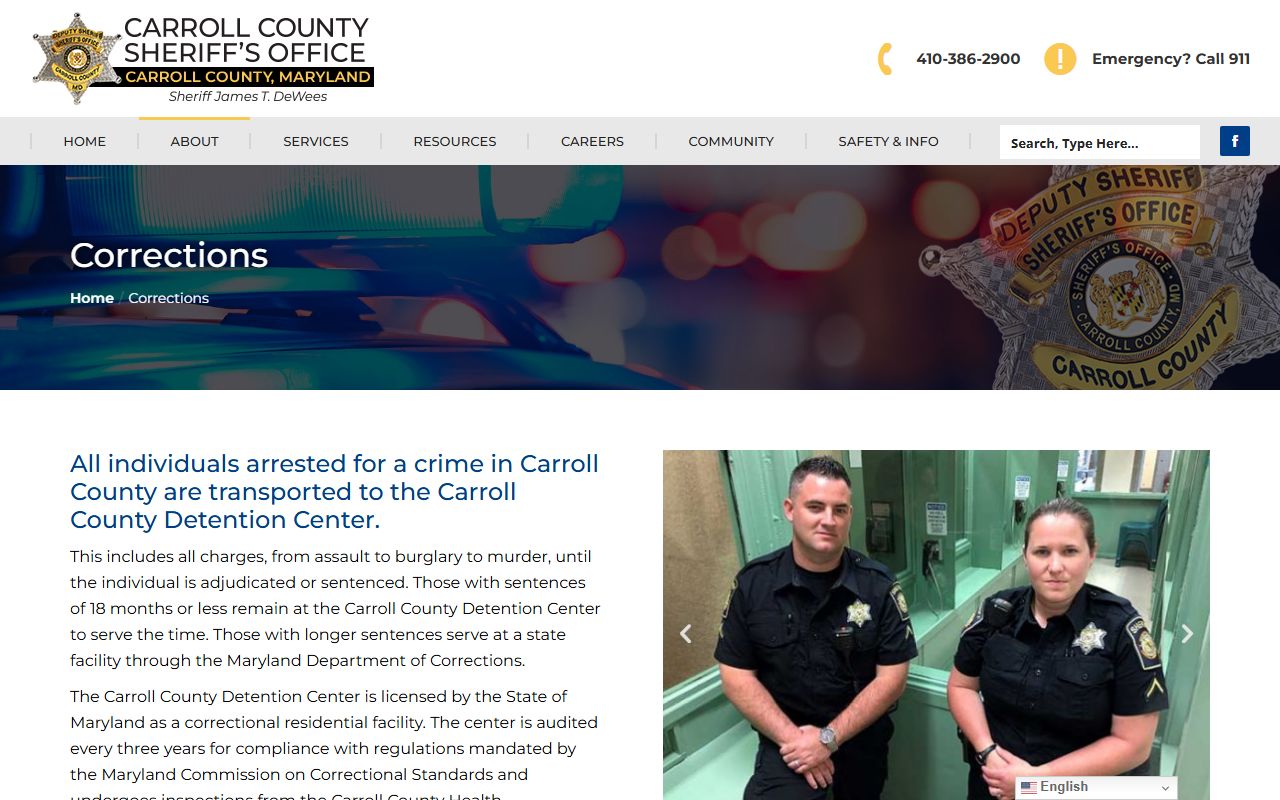 Carroll County inmate records Sheriff's Corrections page